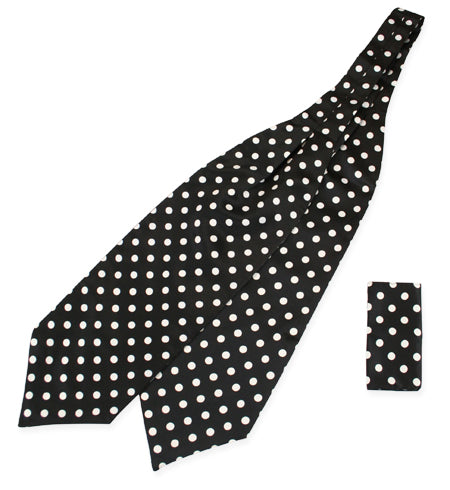 Satin Ascot - Spotted Black and White