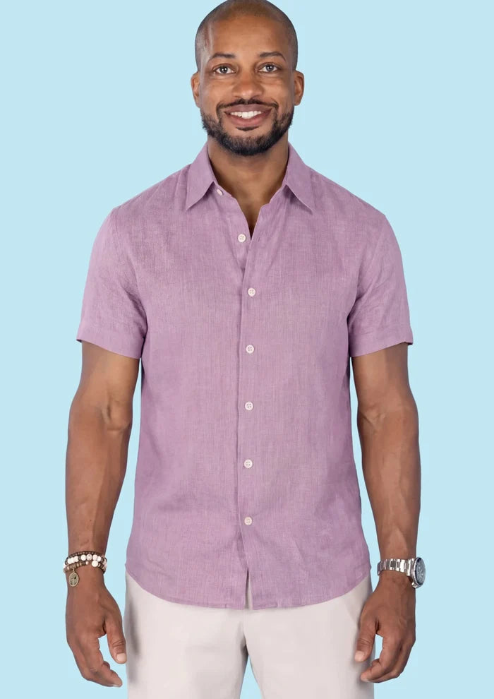 Pastel Violet Linen T-Shirt - SARTORO
