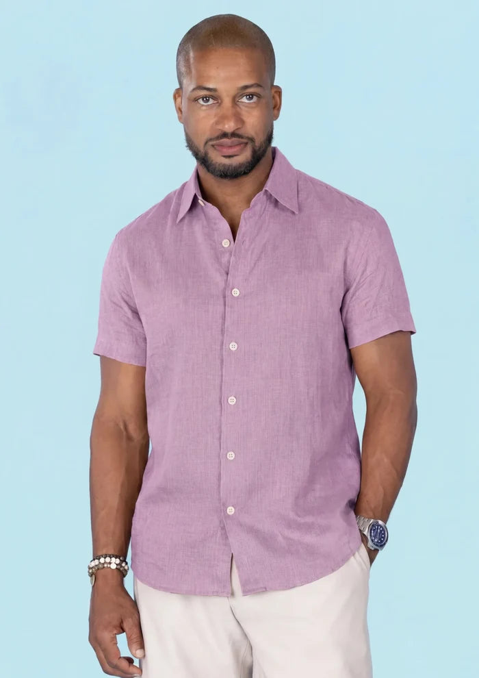 Pastel Violet Linen T-Shirt - SARTORO
