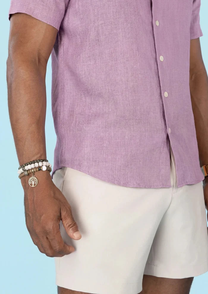 Pastel Violet Linen T-Shirt - SARTORO