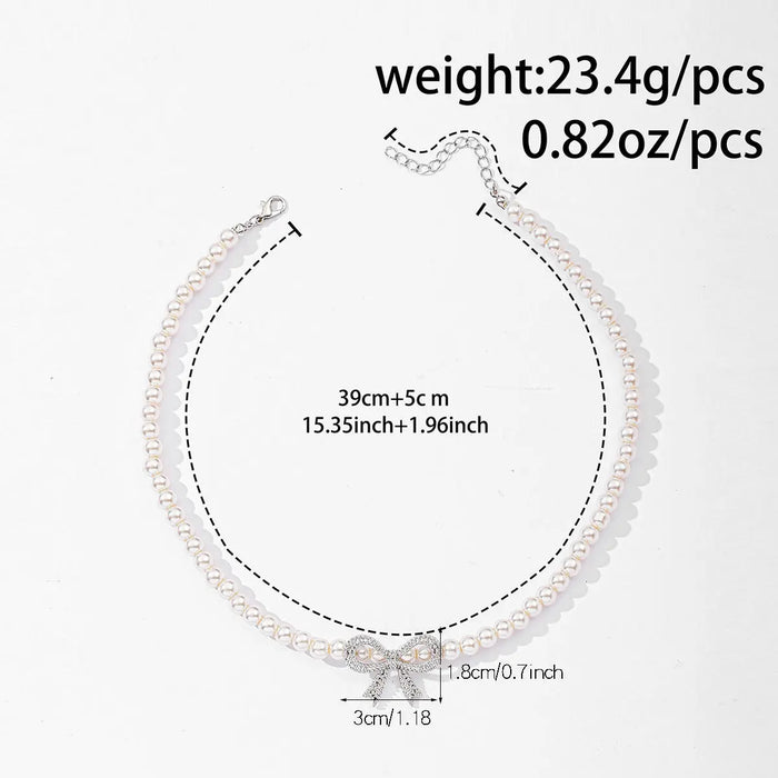 Pearl Bow Necklace fashionnsio