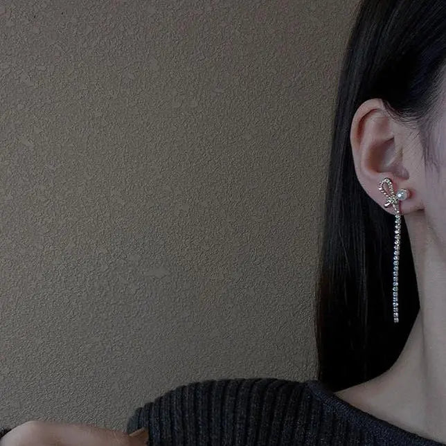 Bowknot Diamond  Long Earrings fashionnsio