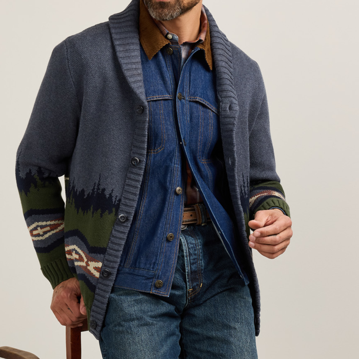 Pendleton Mountain Cotton Cardigan - Blue