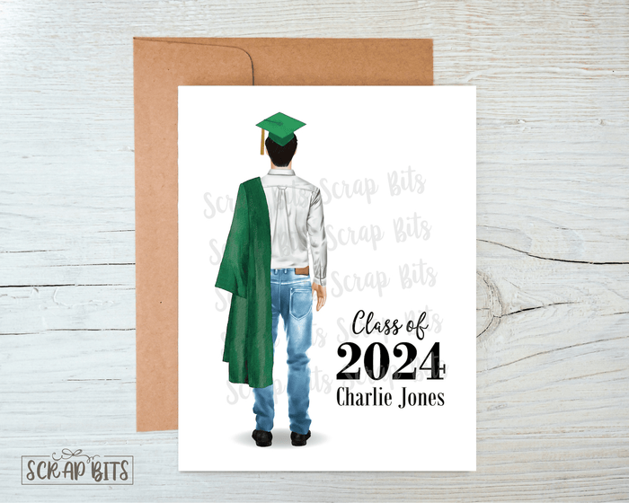 Male Graduate Card, Personalized Graduation Portrait Card - Scrap Bits