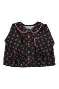 Peter Pan Collar Blouse Black with Flowers