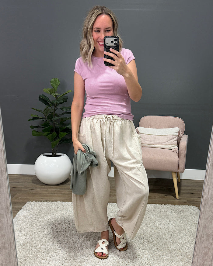 Piper Cap Sleeve Ribbed Top - Soft Sage Be Cool