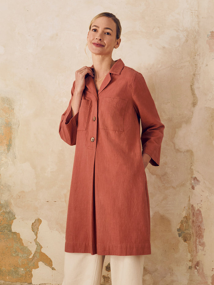Placket Detail Knee Length Dress