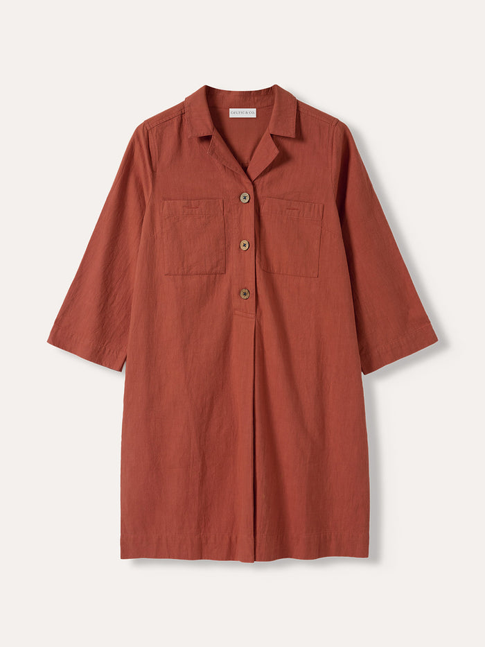 Placket Detail Knee Length Dress