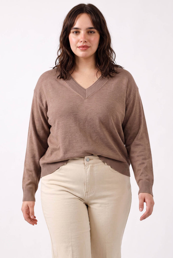PLUS LAYER LOOK RIB  SWEATER