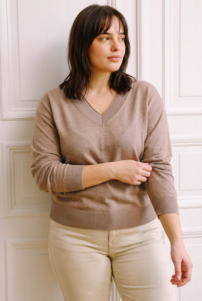 PLUS LAYER LOOK RIB  SWEATER