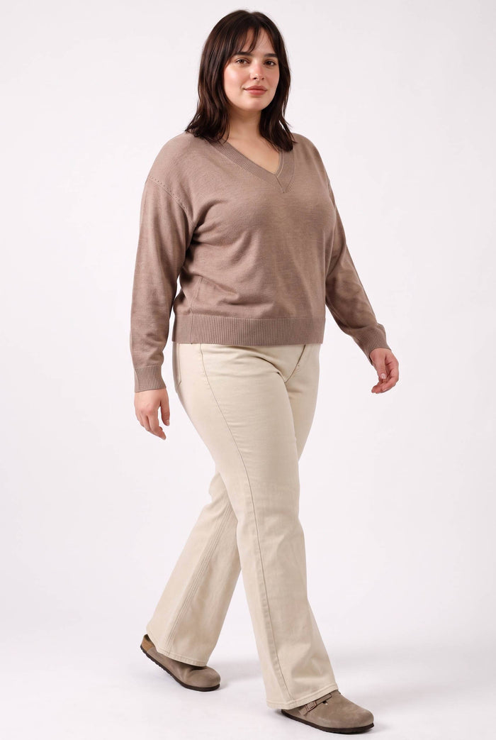 PLUS LAYER LOOK RIB  SWEATER