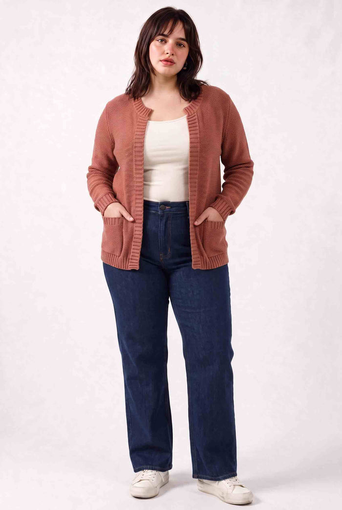PLUS MARSALA CARDIGAN
