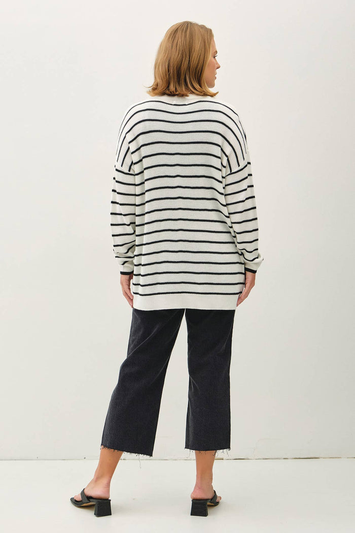 PLUS SIZE CLASSIC STRIPED OPEN CARDIGAN