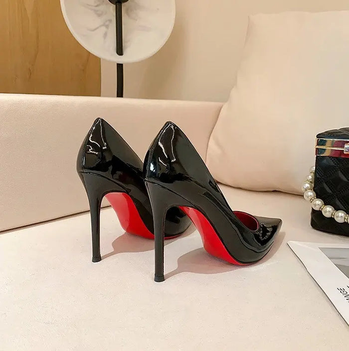 Pointed Toe Red Bottom Heels - Fashionnsio