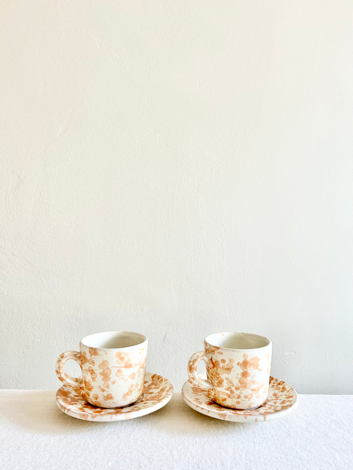Pompeii Espresso Cup & Saucer - Natural - S/2