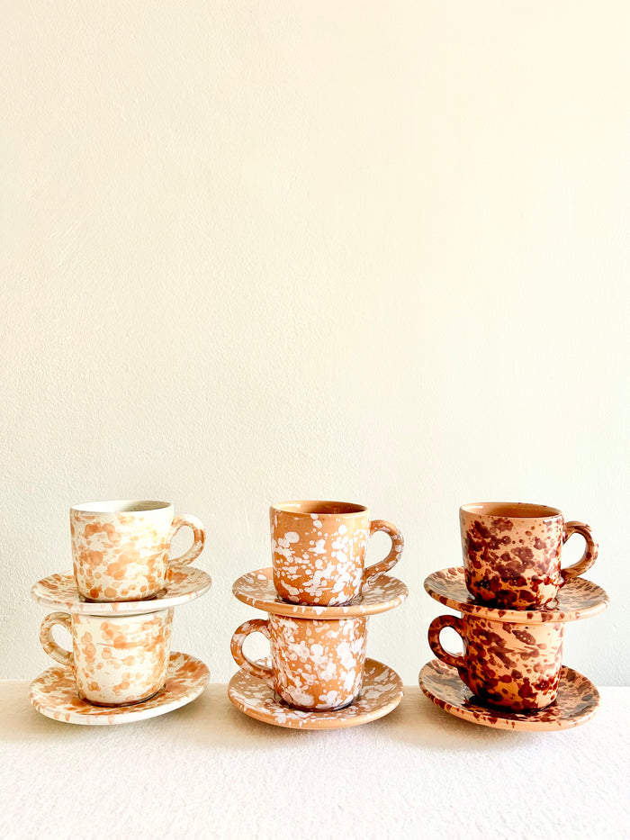 Pompeii Espresso Cup & Saucer - Natural - S/2