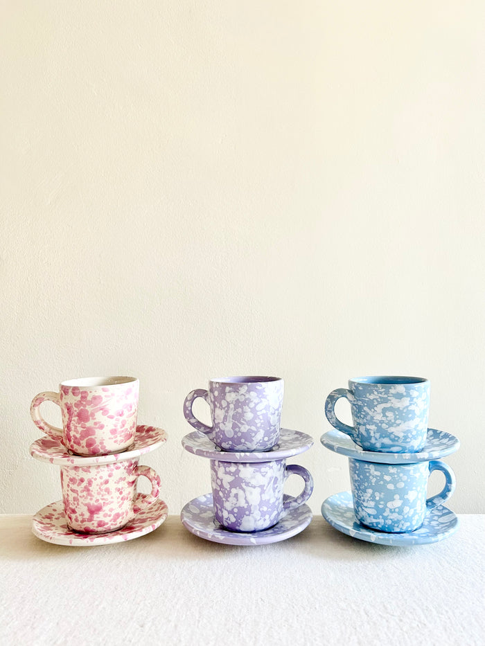 Pompeii Espresso Cup & Saucer - Sky- S/2