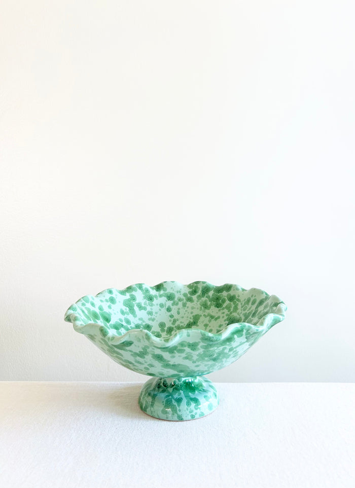 Pompeii Scalloped Compote - Jade - 9"