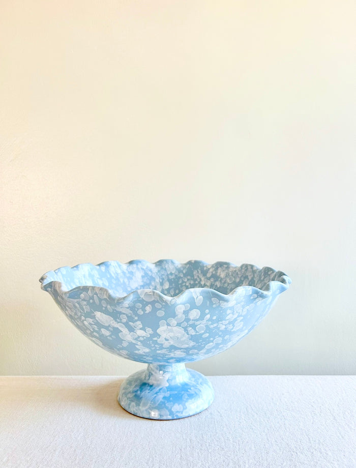 Pompeii Scalloped Compote - Sky -  13"