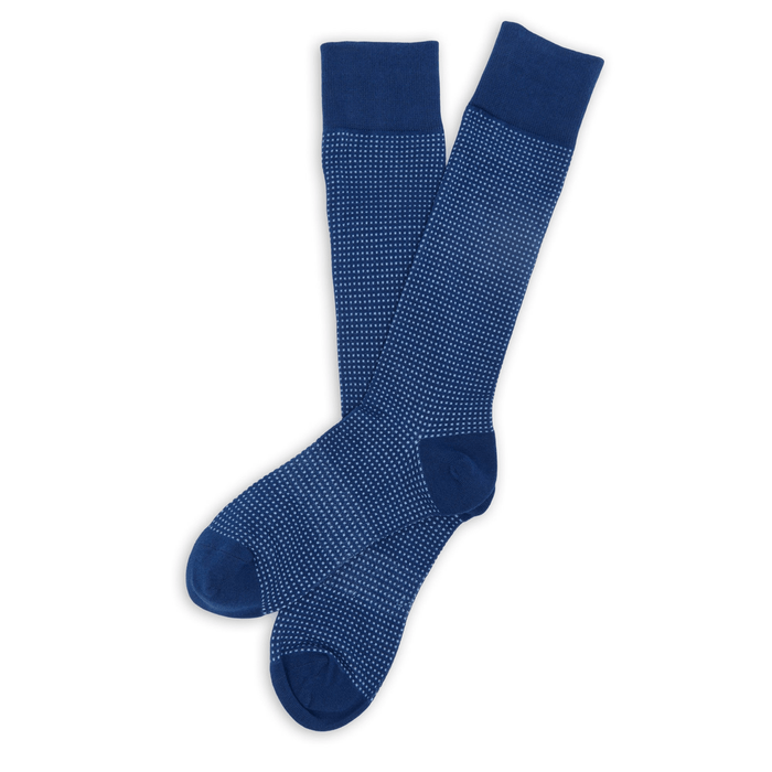 Powder / Navy Birdseye Dress Socks - SARTORO