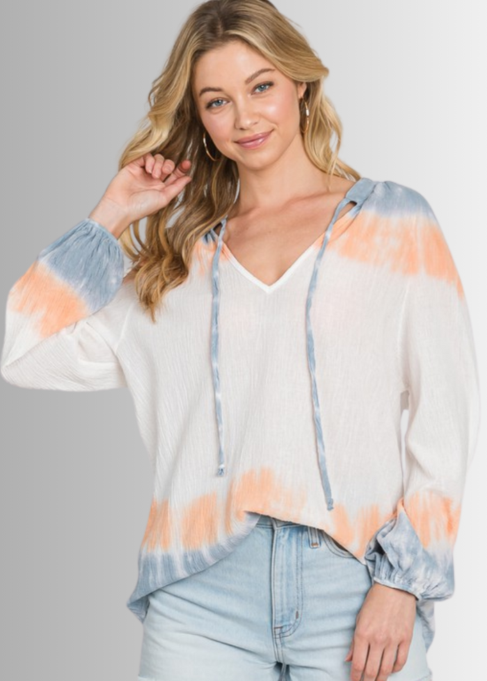 Premium Tie Dye Top - Color Block Gauze Design Made in USA