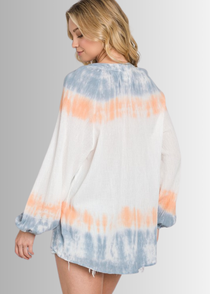 Premium Tie Dye Top - Color Block Gauze Design Made in USA