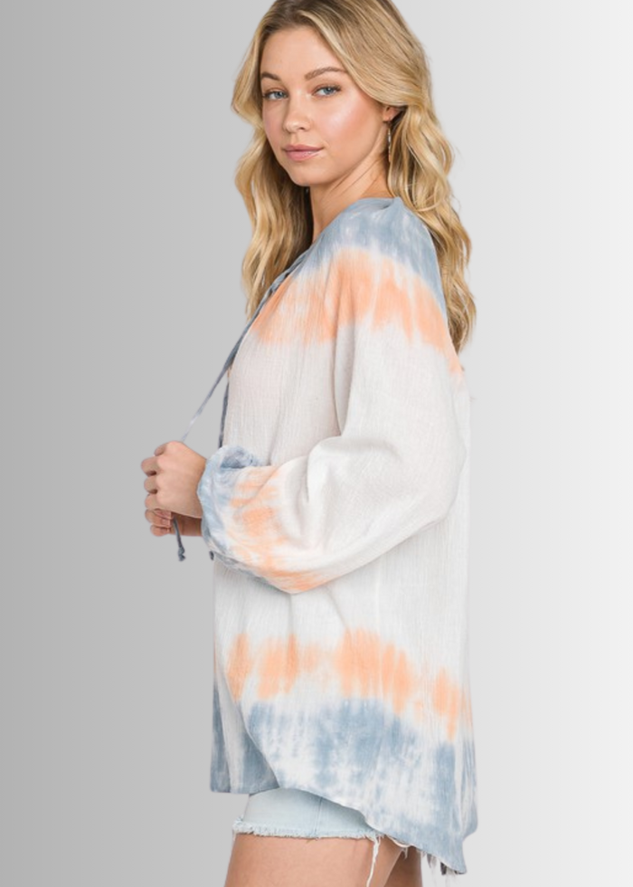 Premium Tie Dye Top - Color Block Gauze Design Made in USA