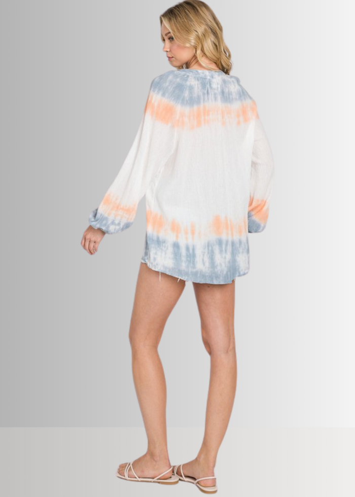 Premium Tie Dye Top - Color Block Gauze Design Made in USA