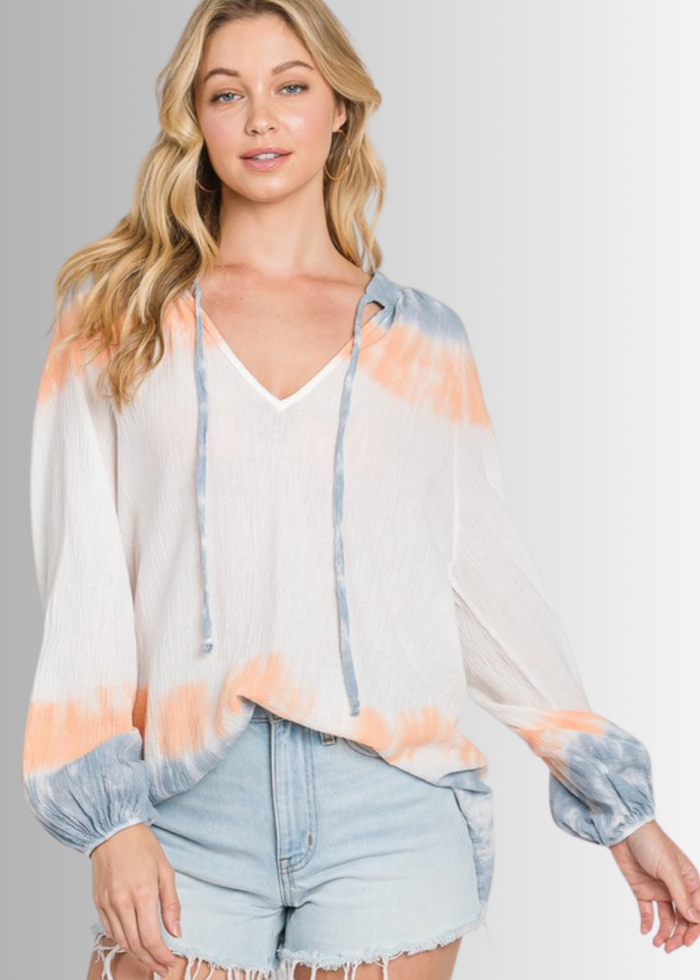 Premium Tie Dye Top - Color Block Gauze Design Made in USA