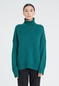 ZAYA 3 Pull col montant en cachemire 10 fils vert foncé