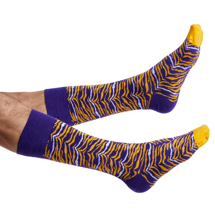 Purple and Gold Tiger Stripe Dress Socks - SARTORO