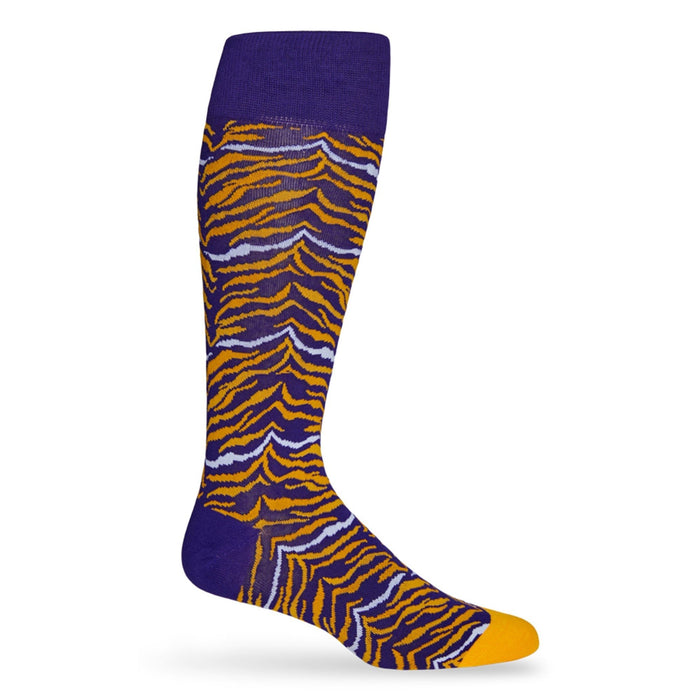 Purple and Gold Tiger Stripe Dress Socks - SARTORO