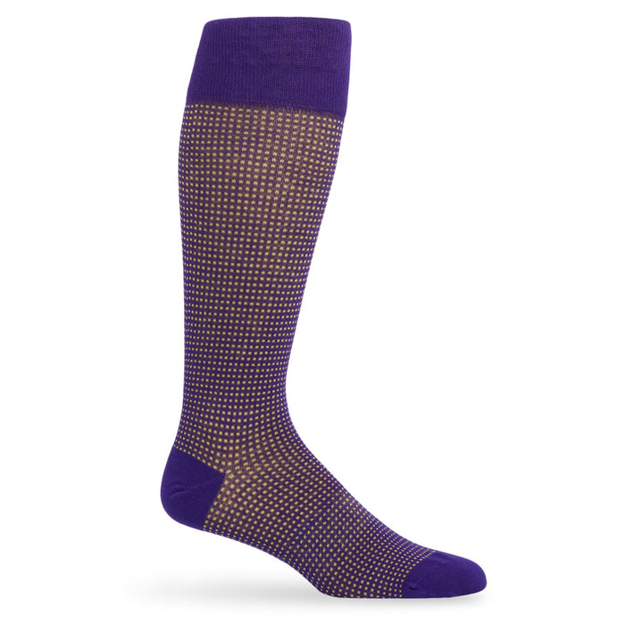 Purple / Gold Birdseye Dress Socks - SARTORO
