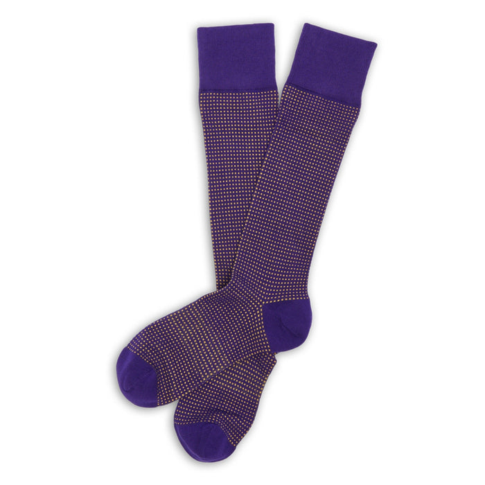 Purple / Gold Birdseye Dress Socks - SARTORO