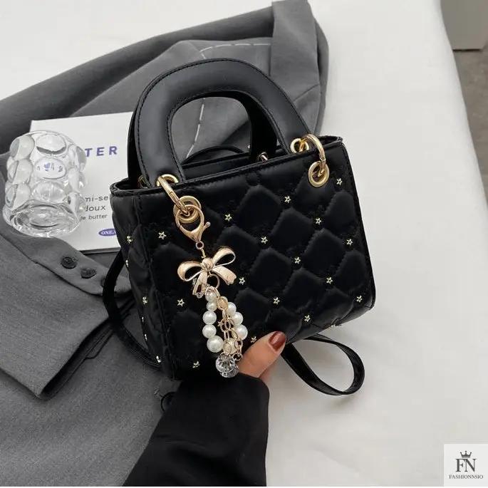 Quilted Diamond Embroidered Handbags - Fashionnsio