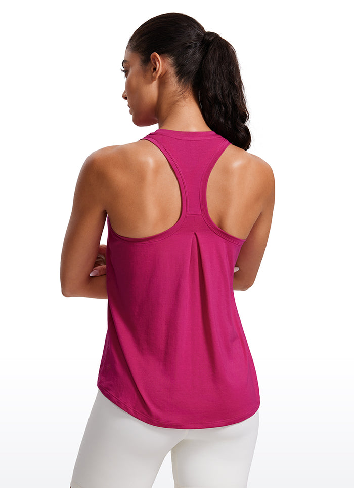 CRZ YOGA Women's Racerback Tank Tops High Crewneck Sleeveless Soft Flowy Granita Pink