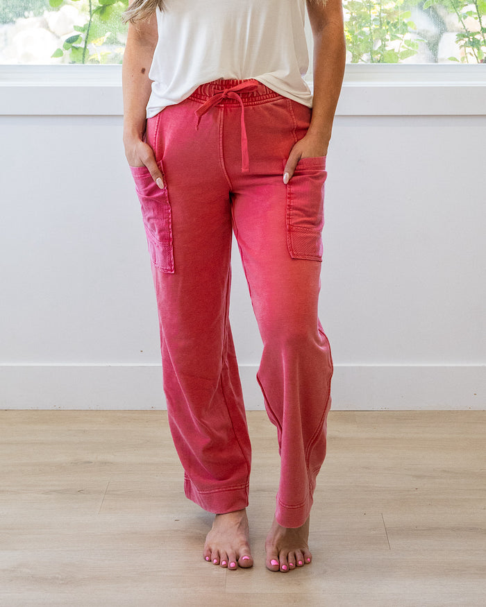 Rae Mode Terry Comfy Pants - Candy Red Rae Mode