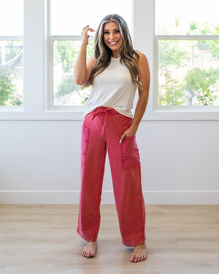 Rae Mode Terry Comfy Pants - Candy Red Rae Mode