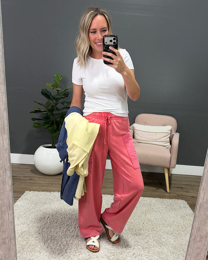 Rae Mode Terry Comfy Pants - Candy Red Rae Mode