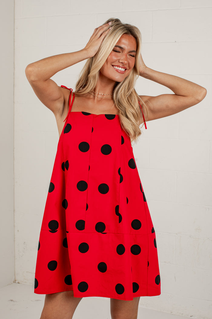 Rally In Red Polka Dot Mini Dress