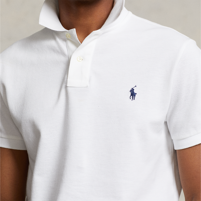 Ralph Lauren - Custom Slim Fit Mesh Polo Shirt in White - Nigel Clare