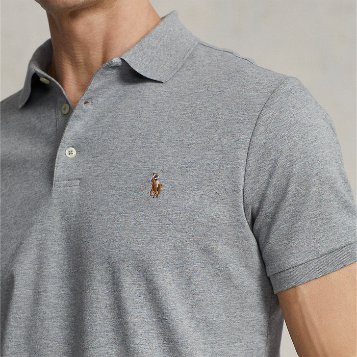 Ralph Lauren - Custom Slim Fit Soft Cotton Polo Shirt in Grey - Nigel Clare