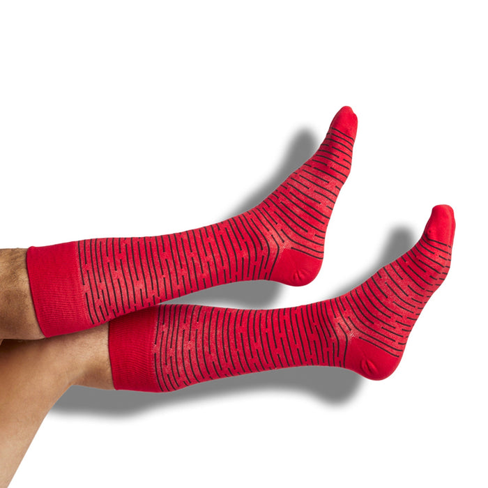Red / Black Broken Stripe Dress Socks - SARTORO
