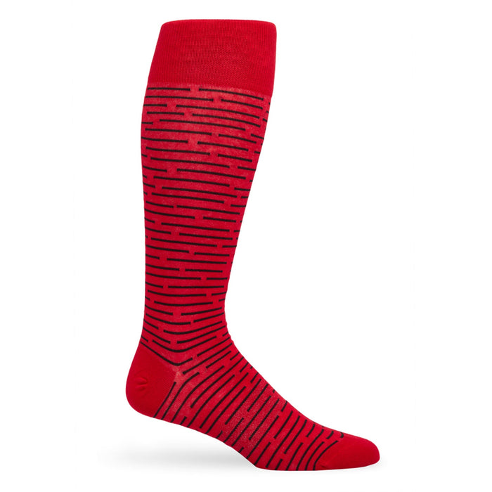 Red / Black Broken Stripe Dress Socks - SARTORO