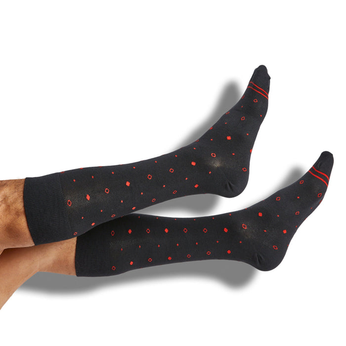 Red / Black Mixed Dot Dress Socks - SARTORO