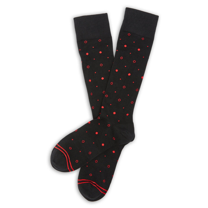 Red / Black Mixed Dot Dress Socks - SARTORO