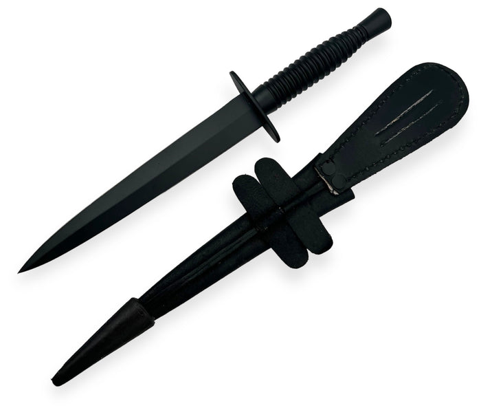 Red Deer PC-137 Hunting Knife | 11.25" Double Edged Fixed Blade w/ Leather Sheath