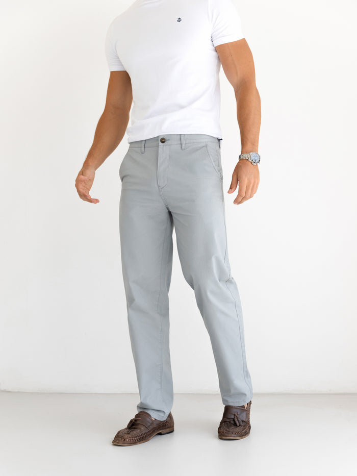Relaxed Stretch Chinos - Light Grey