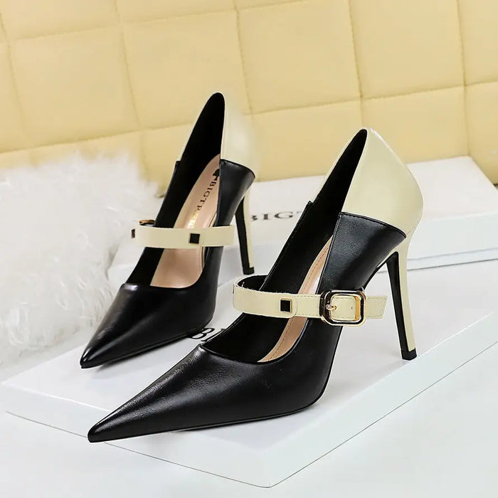 Retro Buckle Stiletto High Heels fashionnsio