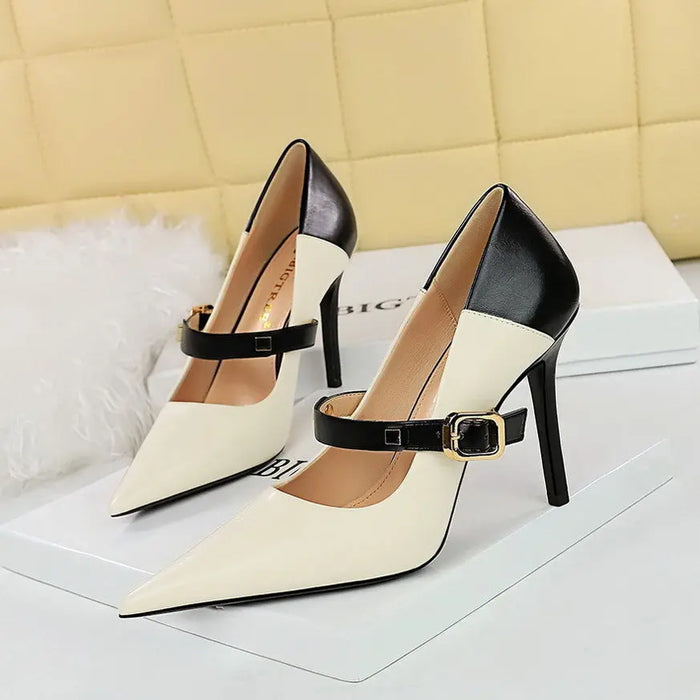 Retro Buckle Stiletto High Heels fashionnsio